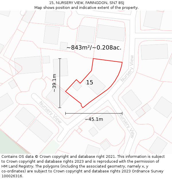 15, NURSERY VIEW, FARINGDON, SN7 8SJ: Plot and title map