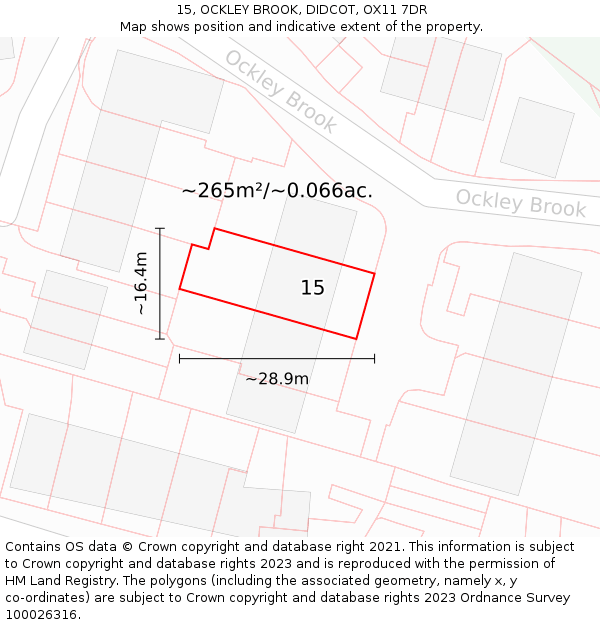15, OCKLEY BROOK, DIDCOT, OX11 7DR: Plot and title map