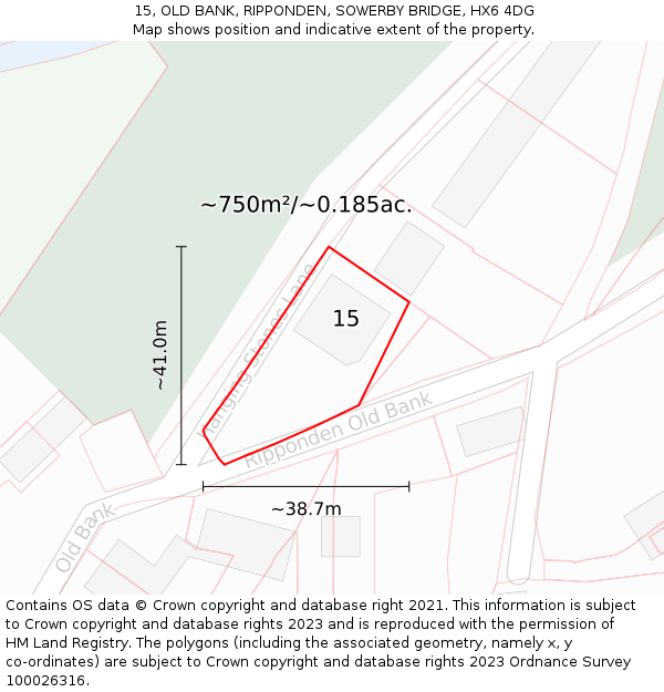 15, OLD BANK, RIPPONDEN, SOWERBY BRIDGE, HX6 4DG: Plot and title map