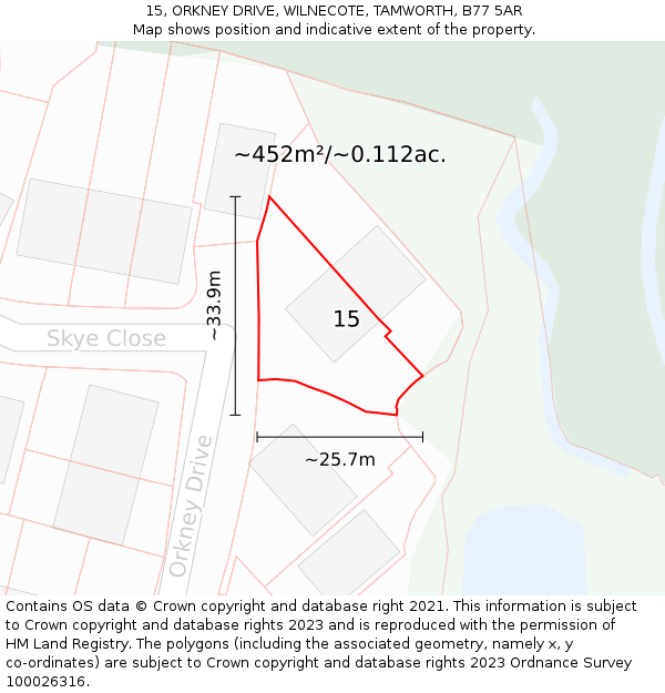 15, ORKNEY DRIVE, WILNECOTE, TAMWORTH, B77 5AR: Plot and title map