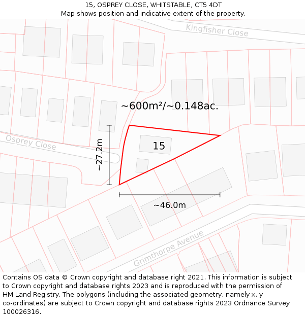 15, OSPREY CLOSE, WHITSTABLE, CT5 4DT: Plot and title map