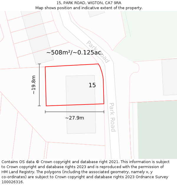 15, PARK ROAD, WIGTON, CA7 9RA: Plot and title map