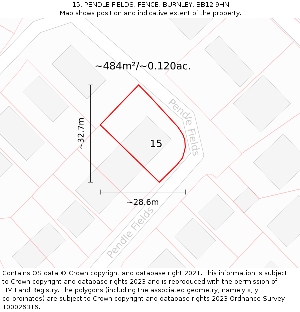 15, PENDLE FIELDS, FENCE, BURNLEY, BB12 9HN: Plot and title map