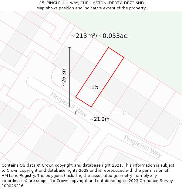 15, PINGLEHILL WAY, CHELLASTON, DERBY, DE73 6NB: Plot and title map