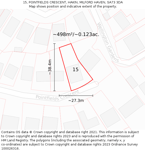 15, POINTFIELDS CRESCENT, HAKIN, MILFORD HAVEN, SA73 3DA: Plot and title map