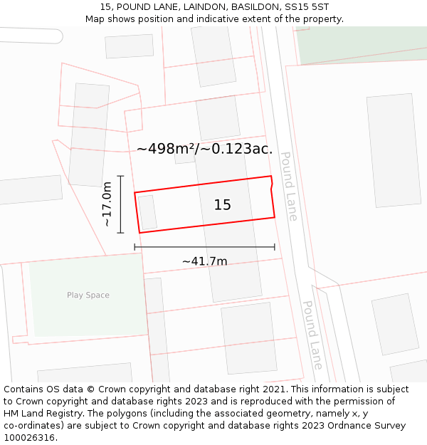 15, POUND LANE, LAINDON, BASILDON, SS15 5ST: Plot and title map