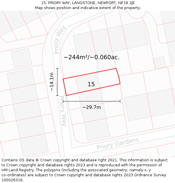 15, PRIORY WAY, LANGSTONE, NEWPORT, NP18 2JE: Plot and title map