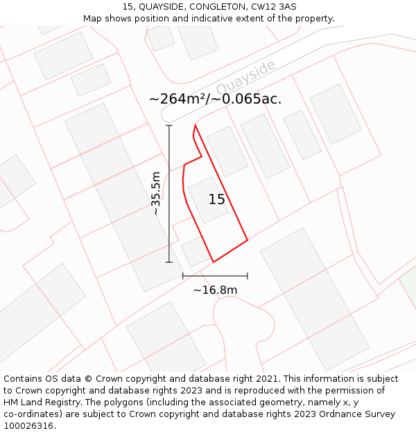 15, QUAYSIDE, CONGLETON, CW12 3AS: Plot and title map