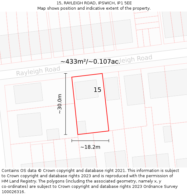 15, RAYLEIGH ROAD, IPSWICH, IP1 5EE: Plot and title map