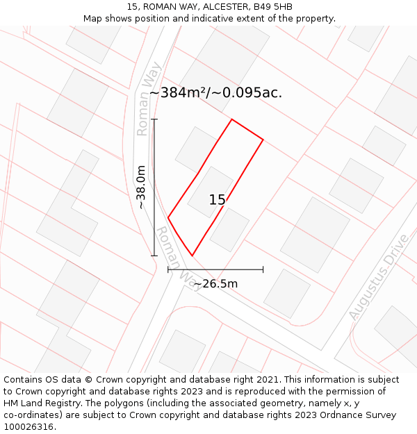 15, ROMAN WAY, ALCESTER, B49 5HB: Plot and title map