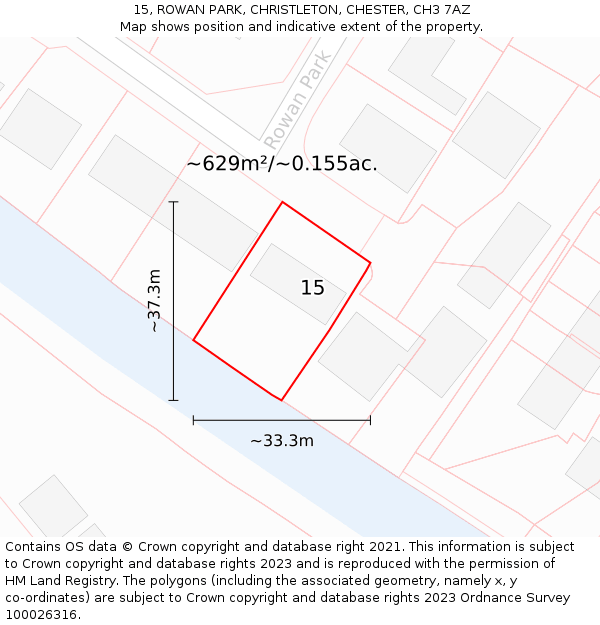 15, ROWAN PARK, CHRISTLETON, CHESTER, CH3 7AZ: Plot and title map