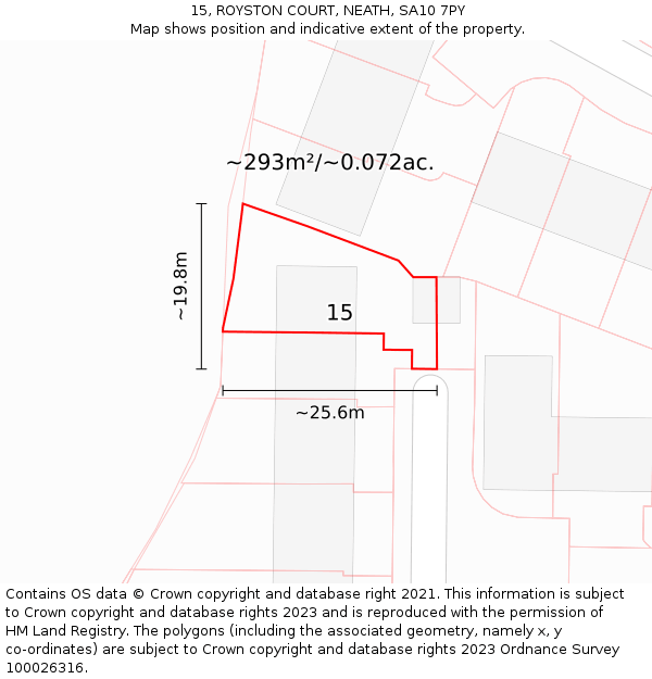 15, ROYSTON COURT, NEATH, SA10 7PY: Plot and title map