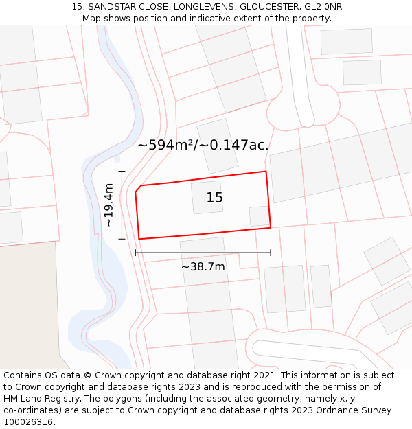 15, SANDSTAR CLOSE, LONGLEVENS, GLOUCESTER, GL2 0NR: Plot and title map