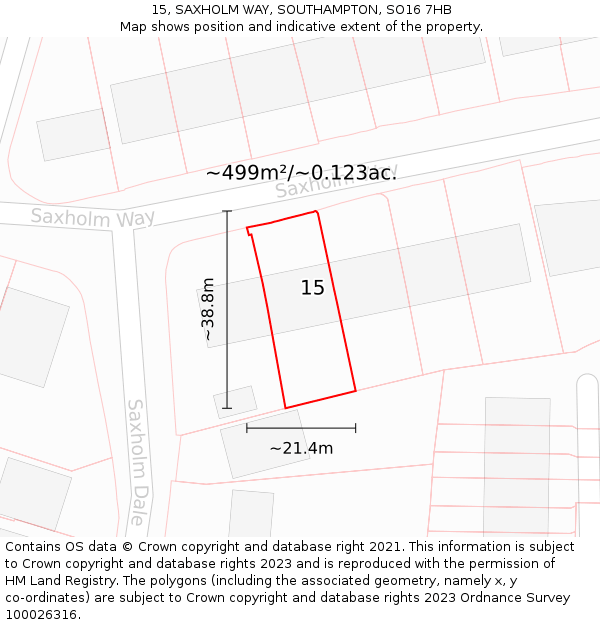 15, SAXHOLM WAY, SOUTHAMPTON, SO16 7HB: Plot and title map