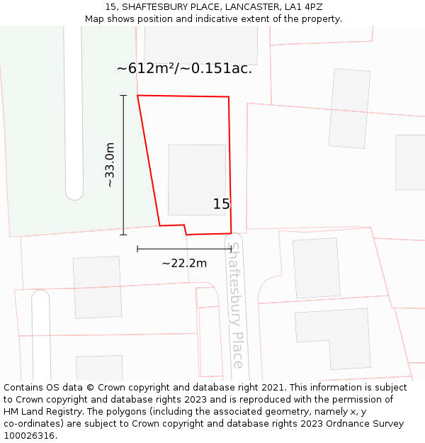 15, SHAFTESBURY PLACE, LANCASTER, LA1 4PZ: Plot and title map
