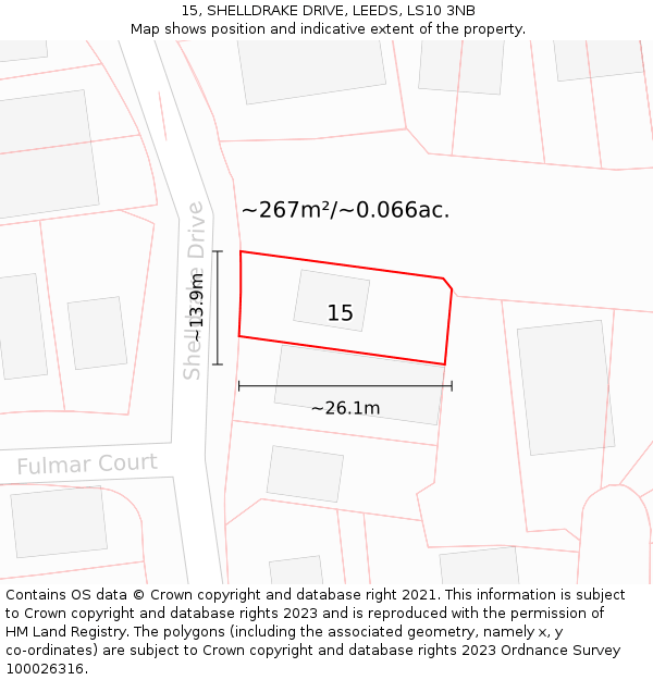 15, SHELLDRAKE DRIVE, LEEDS, LS10 3NB: Plot and title map