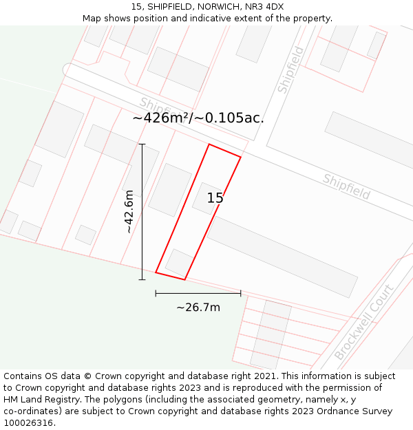 15, SHIPFIELD, NORWICH, NR3 4DX: Plot and title map
