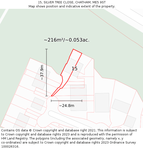 15, SILVER TREE CLOSE, CHATHAM, ME5 9ST: Plot and title map