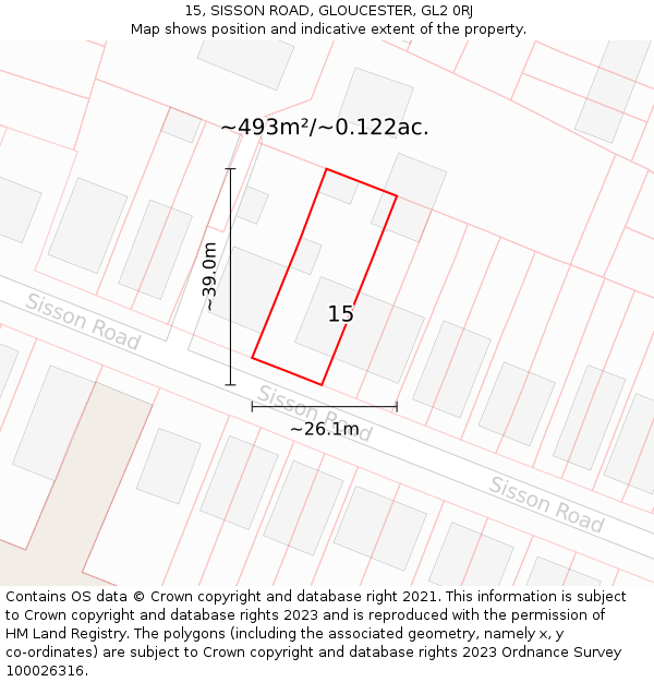 15, SISSON ROAD, GLOUCESTER, GL2 0RJ: Plot and title map