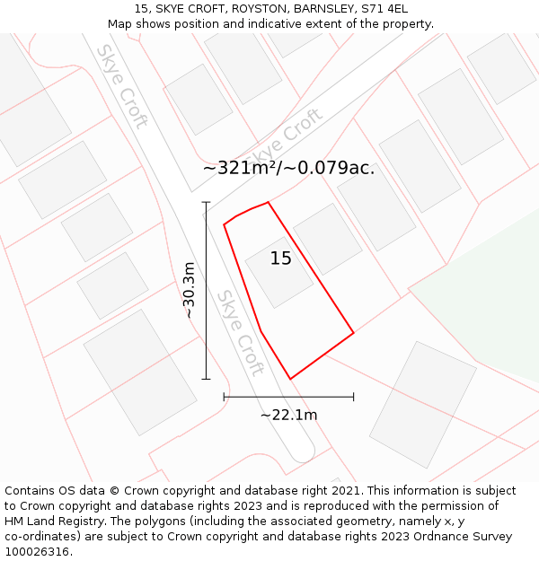 15, SKYE CROFT, ROYSTON, BARNSLEY, S71 4EL: Plot and title map