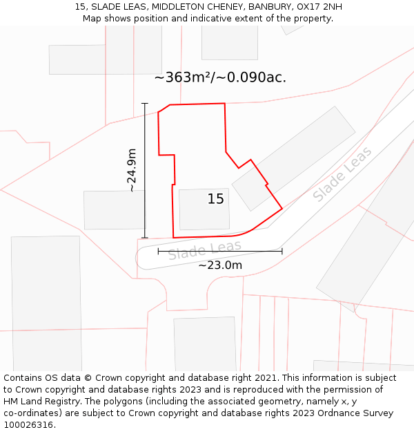 15, SLADE LEAS, MIDDLETON CHENEY, BANBURY, OX17 2NH: Plot and title map
