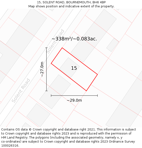 15, SOLENT ROAD, BOURNEMOUTH, BH6 4BP: Plot and title map