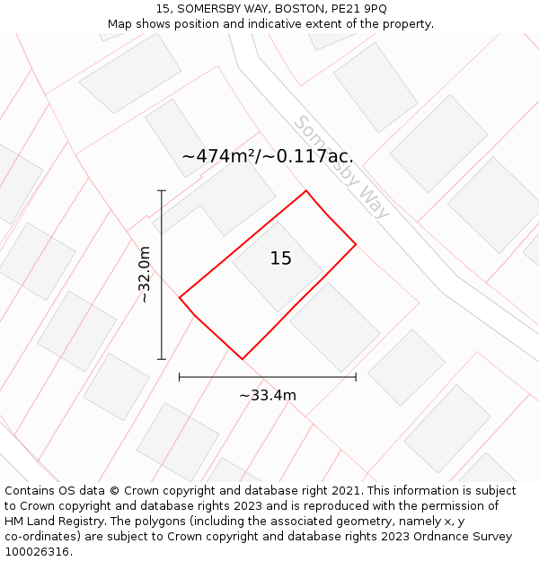 15, SOMERSBY WAY, BOSTON, PE21 9PQ: Plot and title map