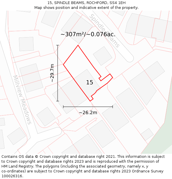 15, SPINDLE BEAMS, ROCHFORD, SS4 1EH: Plot and title map