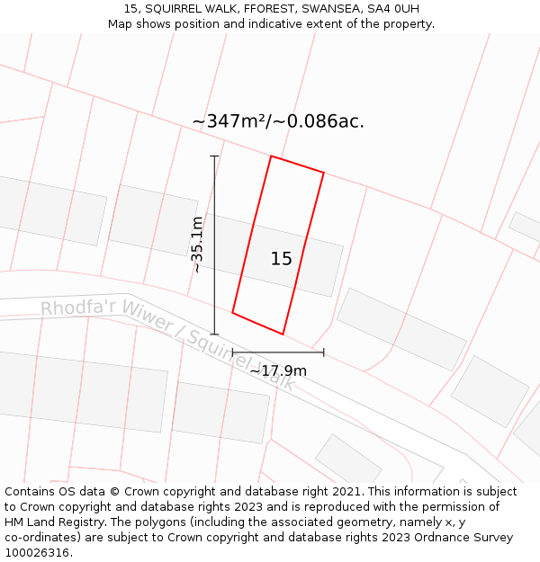 15, SQUIRREL WALK, FFOREST, SWANSEA, SA4 0UH: Plot and title map