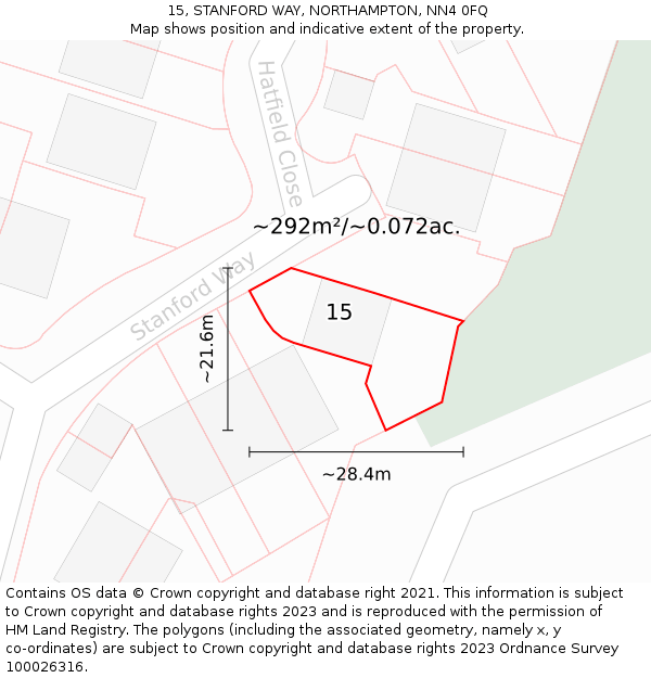 15, STANFORD WAY, NORTHAMPTON, NN4 0FQ: Plot and title map