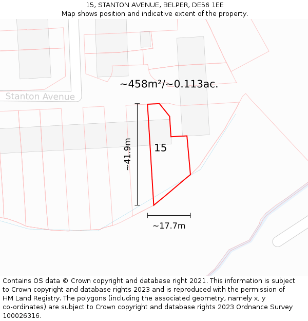 15, STANTON AVENUE, BELPER, DE56 1EE: Plot and title map