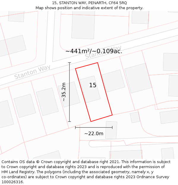15, STANTON WAY, PENARTH, CF64 5RQ: Plot and title map