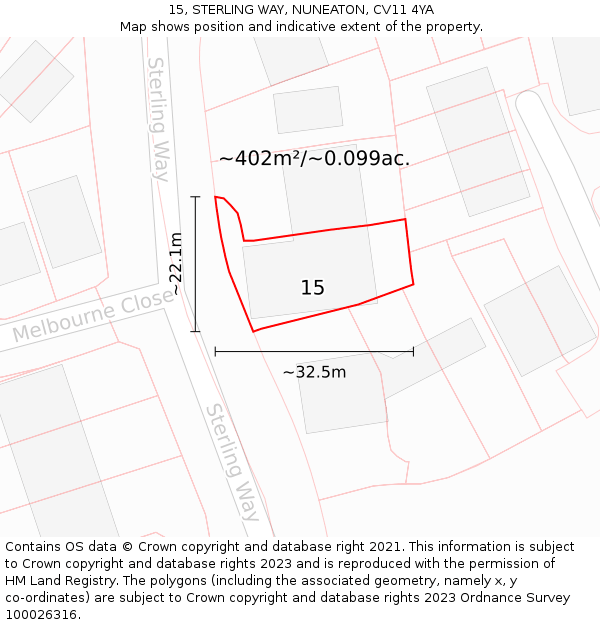 15, STERLING WAY, NUNEATON, CV11 4YA: Plot and title map