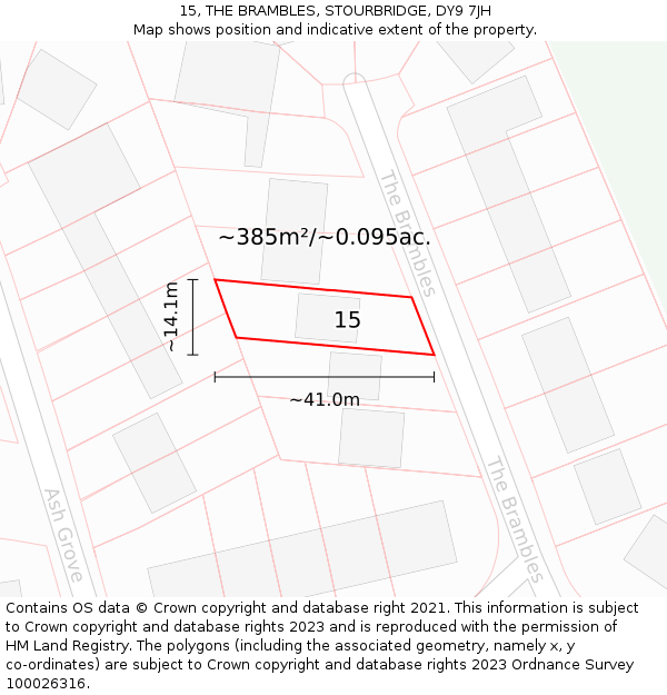15, THE BRAMBLES, STOURBRIDGE, DY9 7JH: Plot and title map