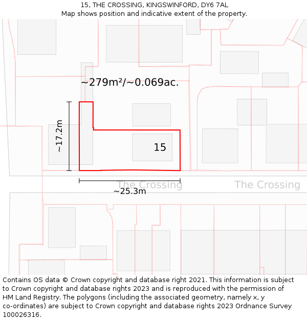 15, THE CROSSING, KINGSWINFORD, DY6 7AL: Plot and title map