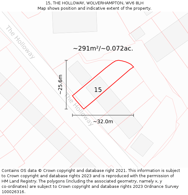 15, THE HOLLOWAY, WOLVERHAMPTON, WV6 8LH: Plot and title map