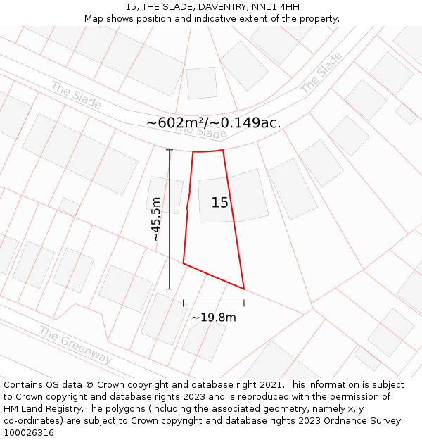 15, THE SLADE, DAVENTRY, NN11 4HH: Plot and title map