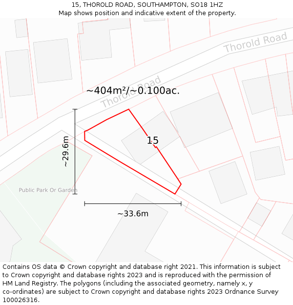 15, THOROLD ROAD, SOUTHAMPTON, SO18 1HZ: Plot and title map