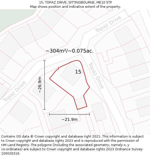 15, TOPAZ DRIVE, SITTINGBOURNE, ME10 5TP: Plot and title map
