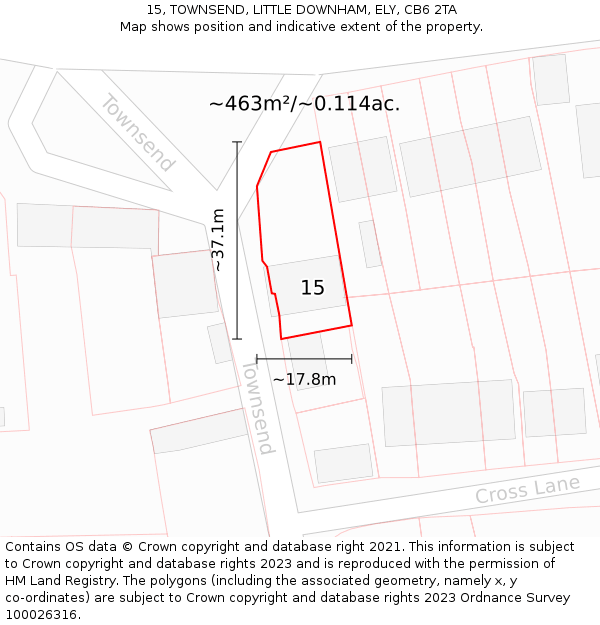 15, TOWNSEND, LITTLE DOWNHAM, ELY, CB6 2TA: Plot and title map