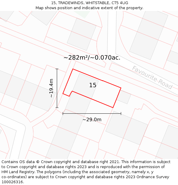 15, TRADEWINDS, WHITSTABLE, CT5 4UG: Plot and title map