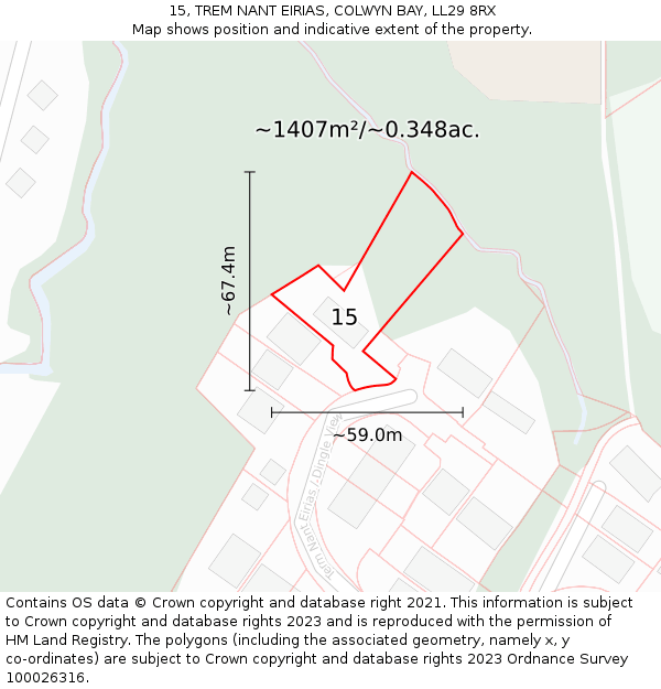 15, TREM NANT EIRIAS, COLWYN BAY, LL29 8RX: Plot and title map