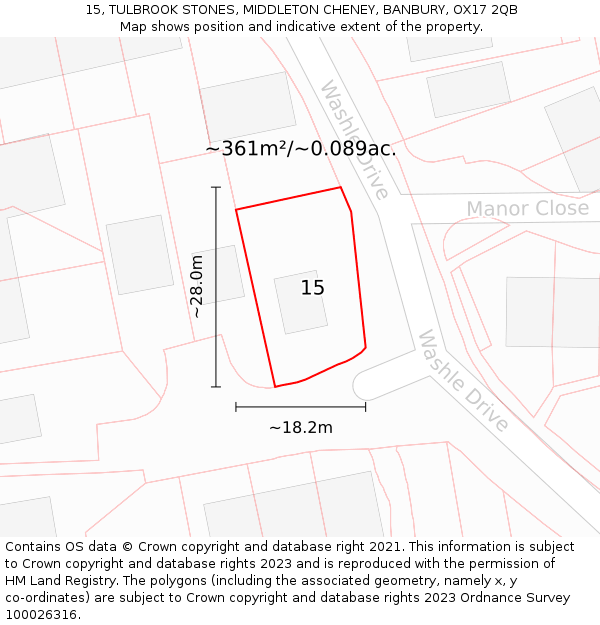15, TULBROOK STONES, MIDDLETON CHENEY, BANBURY, OX17 2QB: Plot and title map