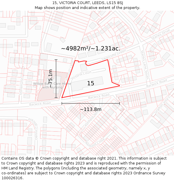 15, VICTORIA COURT, LEEDS, LS15 8SJ: Plot and title map