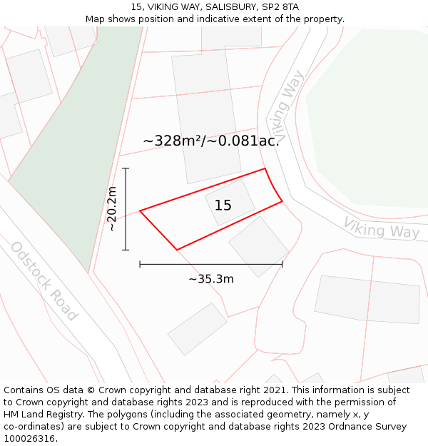 15, VIKING WAY, SALISBURY, SP2 8TA: Plot and title map