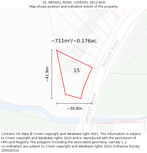 15, WEIGALL ROAD, LONDON, SE12 8HG: Plot and title map