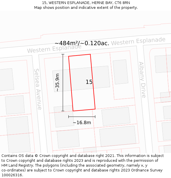 15, WESTERN ESPLANADE, HERNE BAY, CT6 8RN: Plot and title map