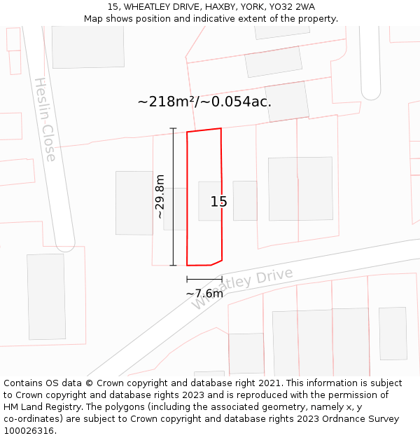 15, WHEATLEY DRIVE, HAXBY, YORK, YO32 2WA: Plot and title map