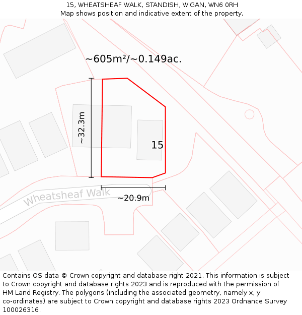 15, WHEATSHEAF WALK, STANDISH, WIGAN, WN6 0RH: Plot and title map