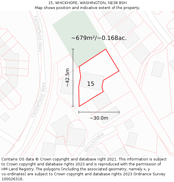 15, WHICKHOPE, WASHINGTON, NE38 8SH: Plot and title map